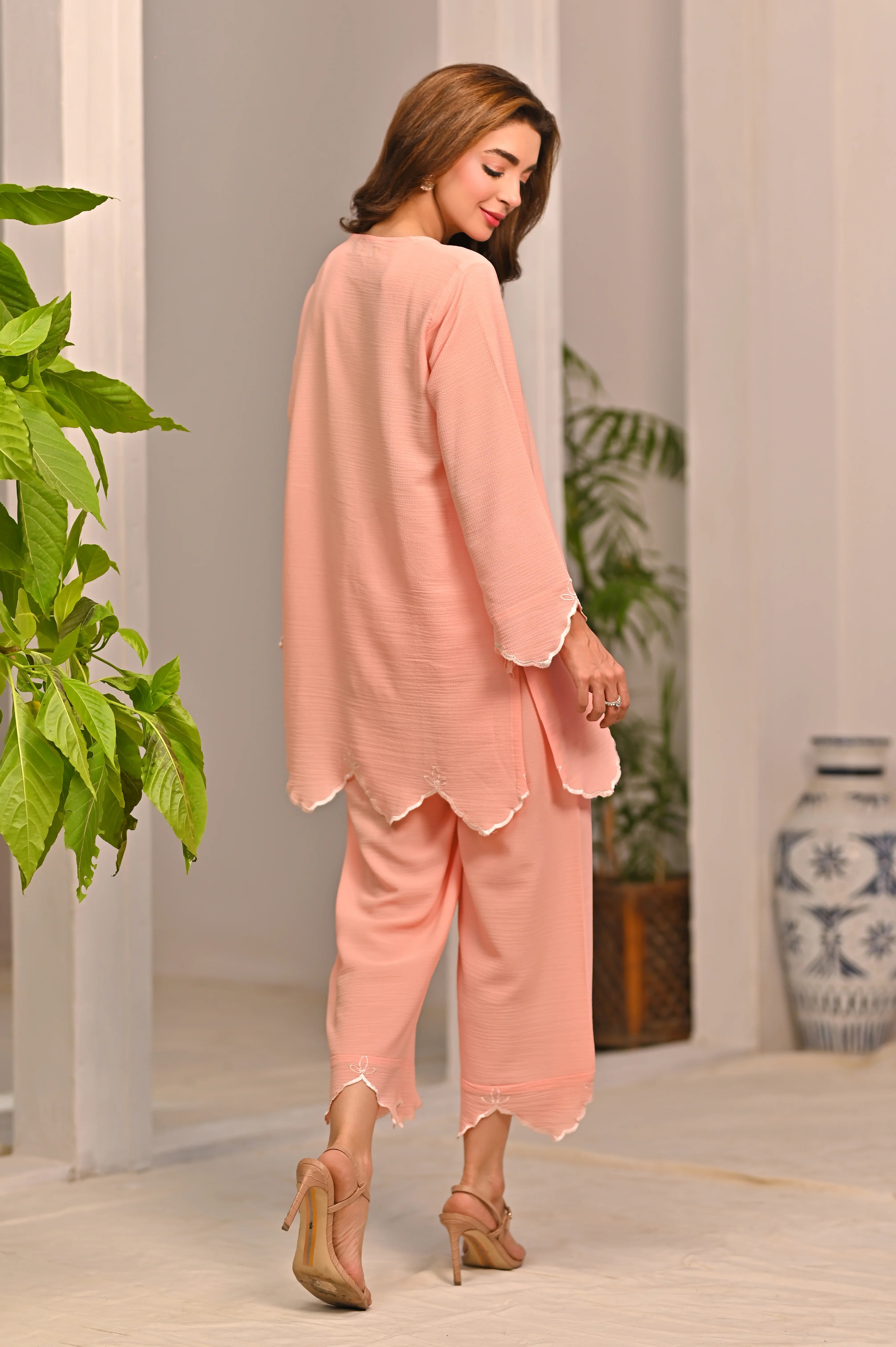Dhaga Stitched 2 Piece Solids Crepe Summer Collection'2025-Carnation