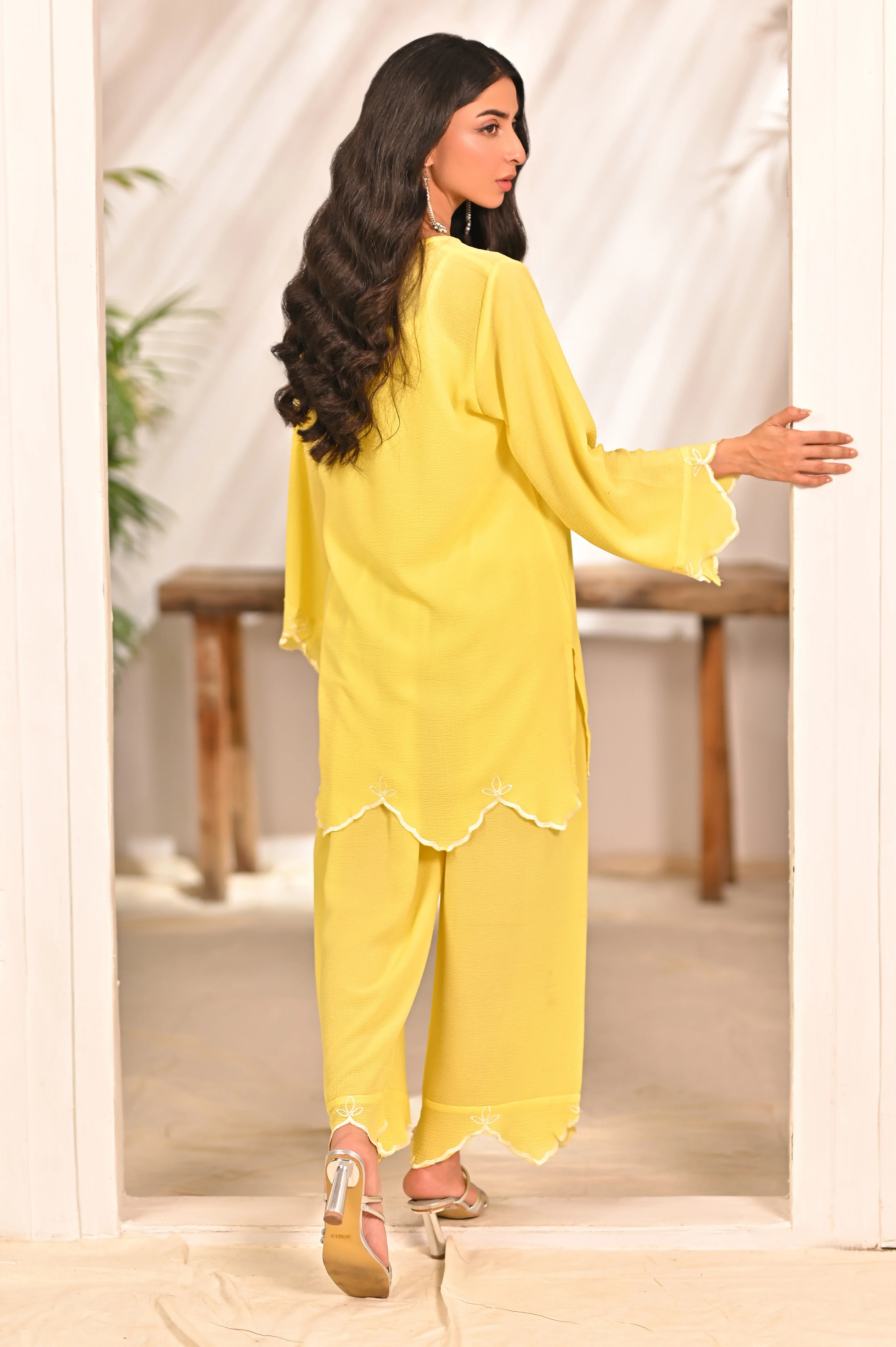 Dhaga Stitched 2 Piece Solids Crepe Summer Collection'2025-Daffodil
