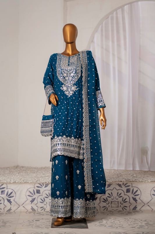 Saira Sultana Stitched 3 Piece Formals Collection-Mah-Jabeen - Teal