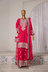 Saira Sultana Stitched 3 Piece Formals Collection-Mah-Jabeen - Shocking Pink