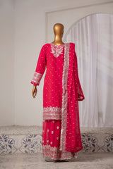 Saira Sultana Stitched 3 Piece Formals Collection-Mah-Jabeen - Shocking Pink