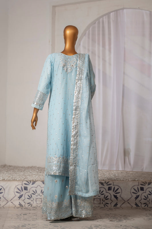 Saira Sultana Stitched 3 Piece Formals Collection-Mah-Jabeen - Ice Blue