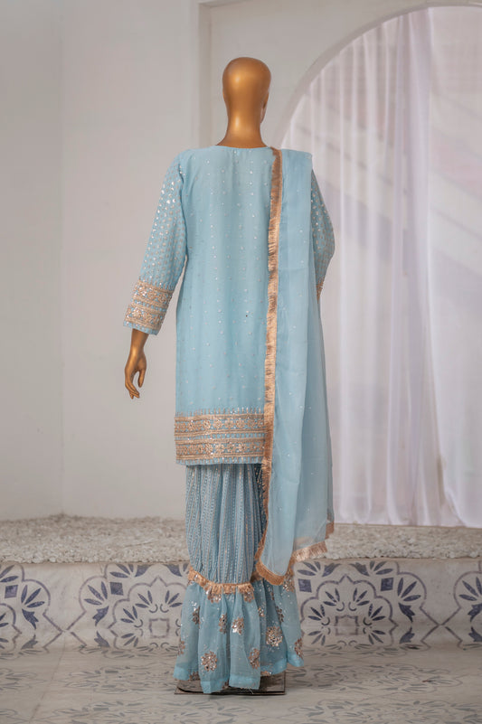 Saira Sultana Stitched 3 Piece Formals Collection-Roman - Ice Blue