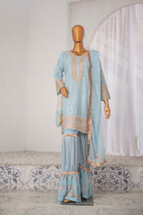 Saira Sultana Stitched 3 Piece Formals Collection-Roman - Ice Blue