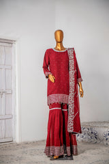 Saira Sultana Stitched 3 Piece Formals Collection-Rubab - Maroon