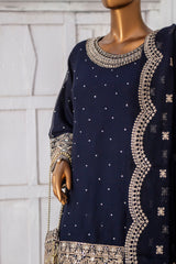 Saira Sultana Stitched 3 Piece Formals Collection-Haniya - Navy Blue