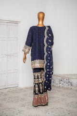 Saira Sultana Stitched 3 Piece Formals Collection-Haniya - Navy Blue