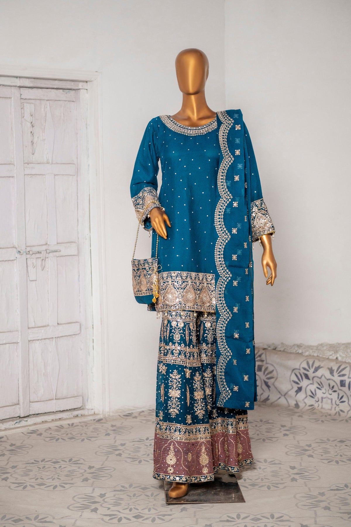 Saira Sultana Stitched 3 Piece Formals Collection-Haniya - Teal