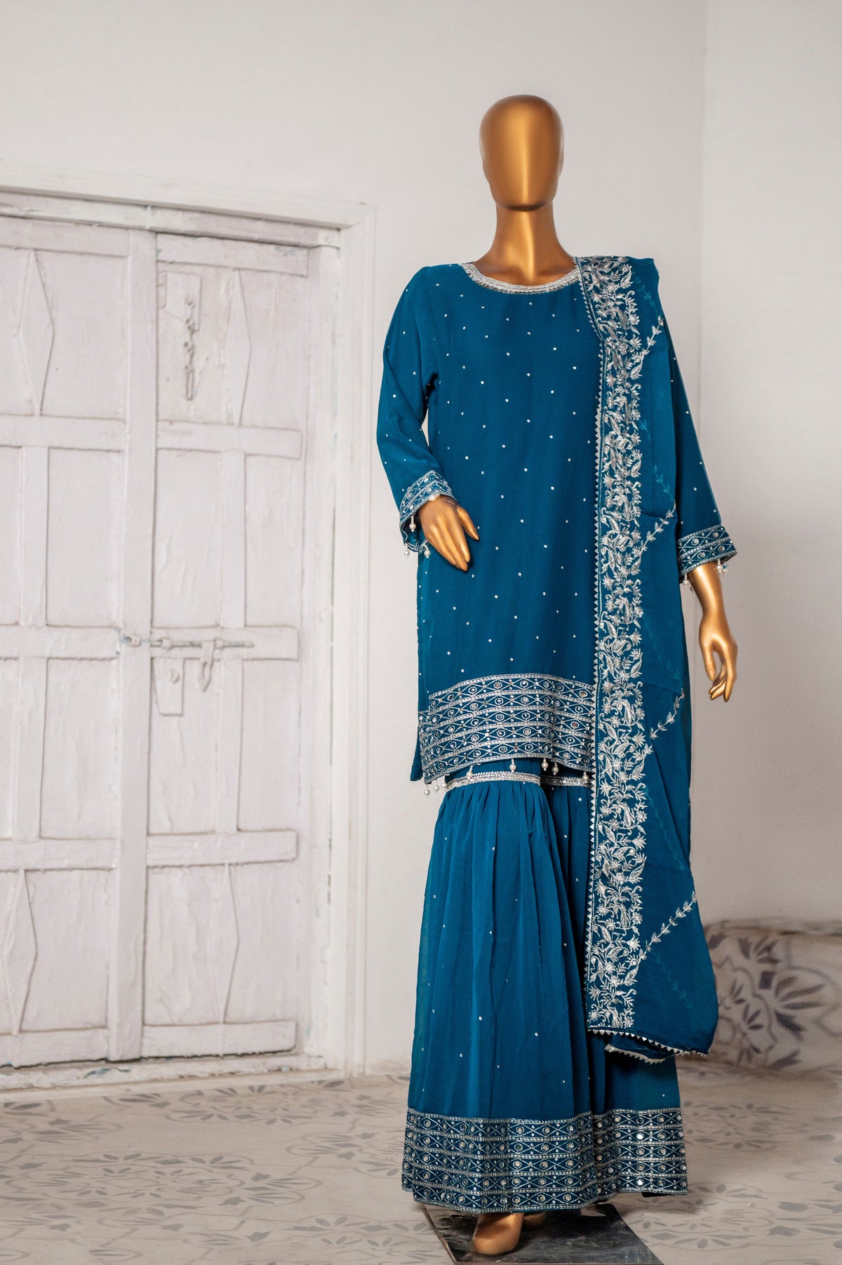 Saira Sultana Stitched 3 Piece Formals Collection-Rubab - Teal