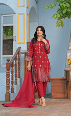 Yaaqot Stitched 3 Piece Winter Collection-Flosa Handwork Stitched 3-pc