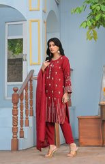 Yaaqot Stitched 3 Piece Winter Collection-Flosa Handwork Stitched 3-pc