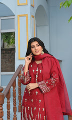 Yaaqot Stitched 3 Piece Winter Collection-Flosa Handwork Stitched 3-pc