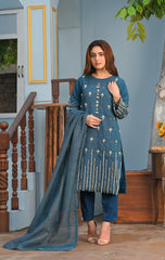 Yaaqot Stitched 3 Piece Winter Collection-Flosa Handwork Stitched 3-pc