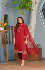 Zaib E Hoor Multi Embroidery Stitched 3-pc Suit