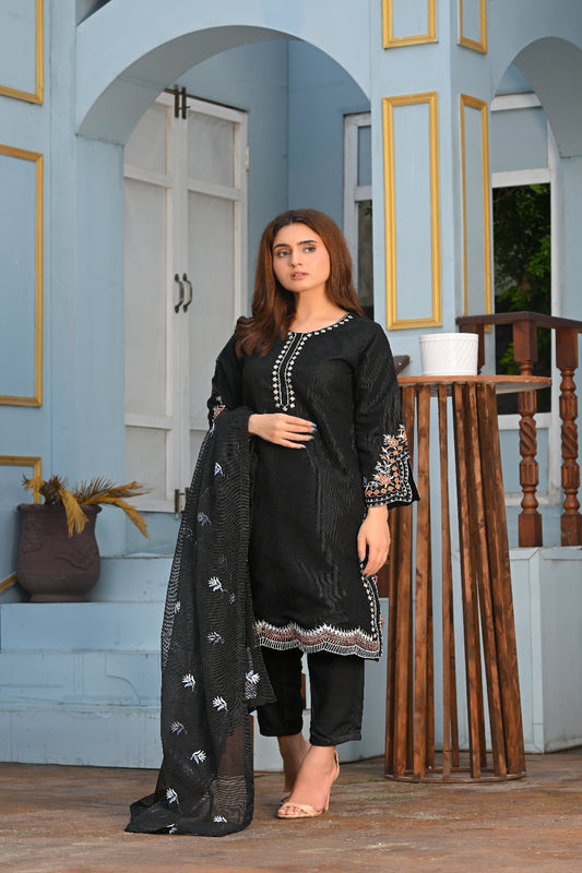 Zaib E Hoor Multi Embroidery Stitched 3-pc Suit