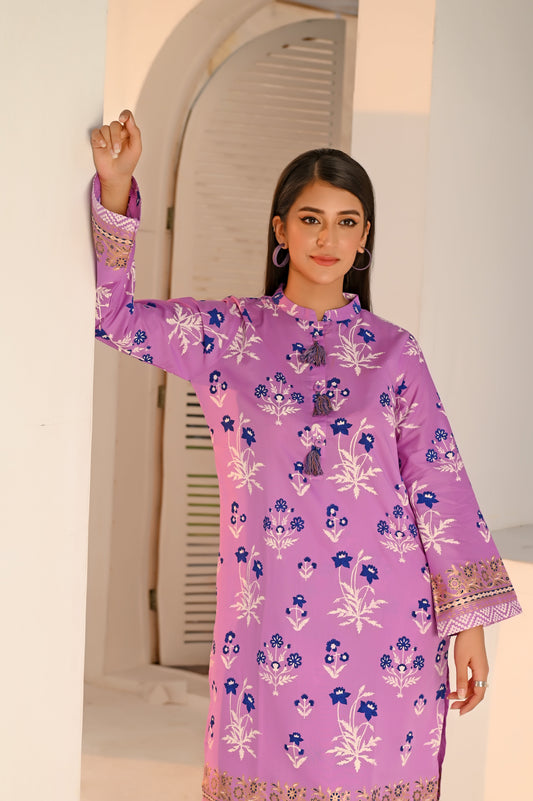 Zaib E Hoor Royal Orchid  Printed Lawn Stitched 2PC Suit