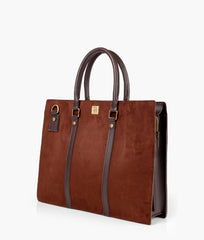 RTW Creation - Dark brown suede laptop bag