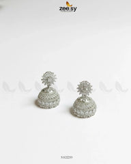 Dazzling Crystal Dome Jhumka Earrings - Zeesy Jewellery