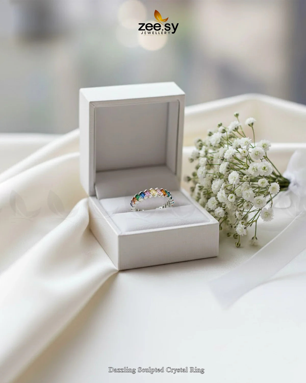Dazzling Sculpted Crystal Ring - Zeesy Jewellery