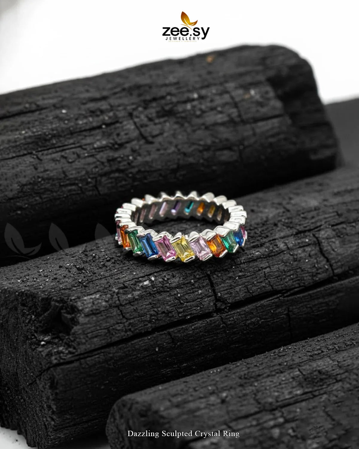 Dazzling Sculpted Crystal Ring - Zeesy Jewellery