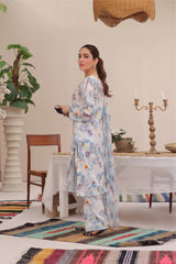 Feathers Unstitched 3 Piece Digital Printed Lawn Summer Suit-Decent Lily-FT256
