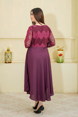 MeBae Stitched Frock Collection-Deep purple net frock