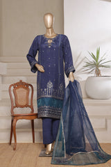 Khombi Stitched 3 Piece Raw Silk Formals Suit-Delight-Blue