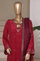 Khombi Stitched 3 Piece Raw Silk Formals Suit-Delight-Red