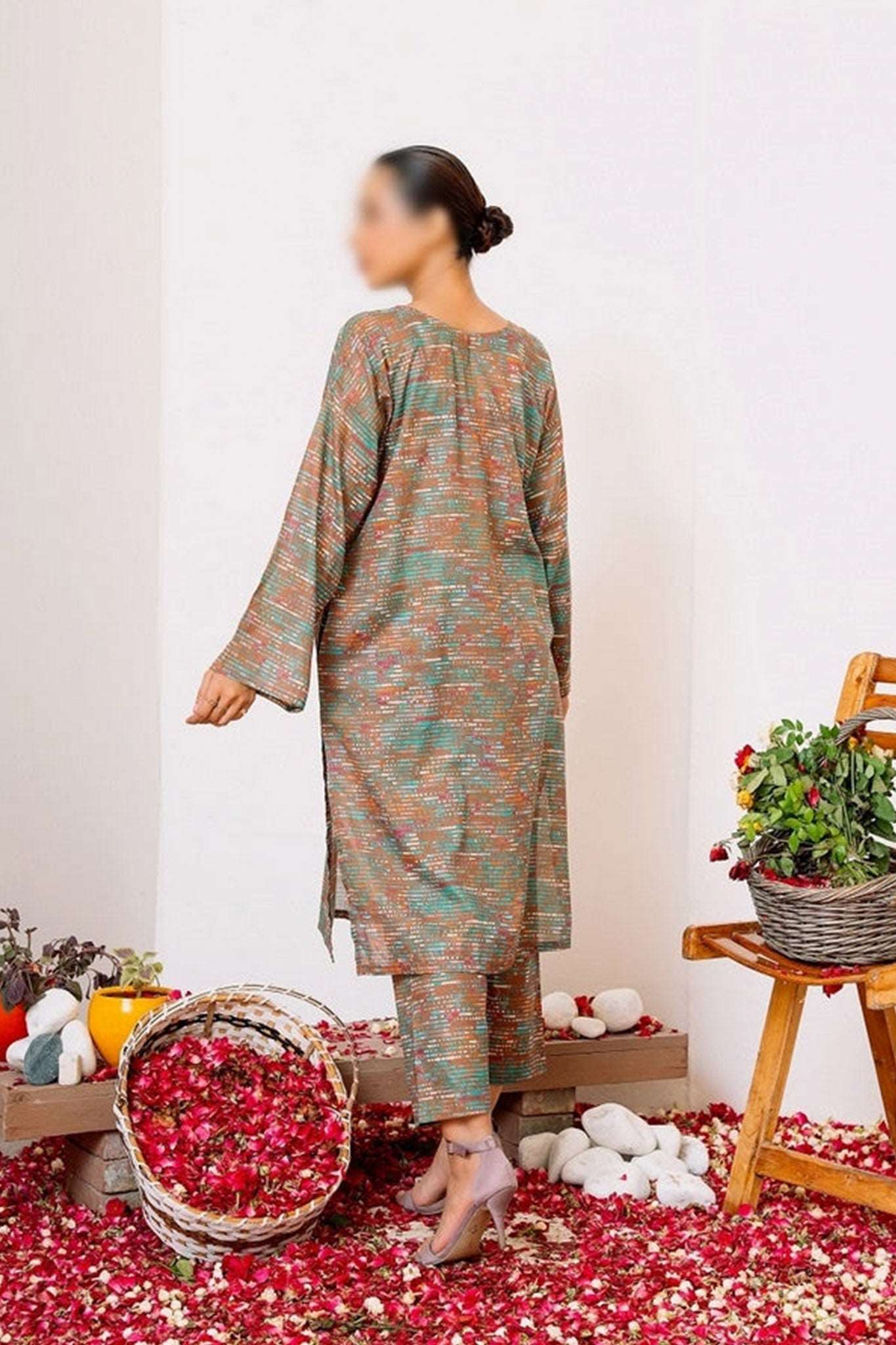 Amna Khadija Made For Me Pret Printed Co Ords Collection'2023-D-05-Brown