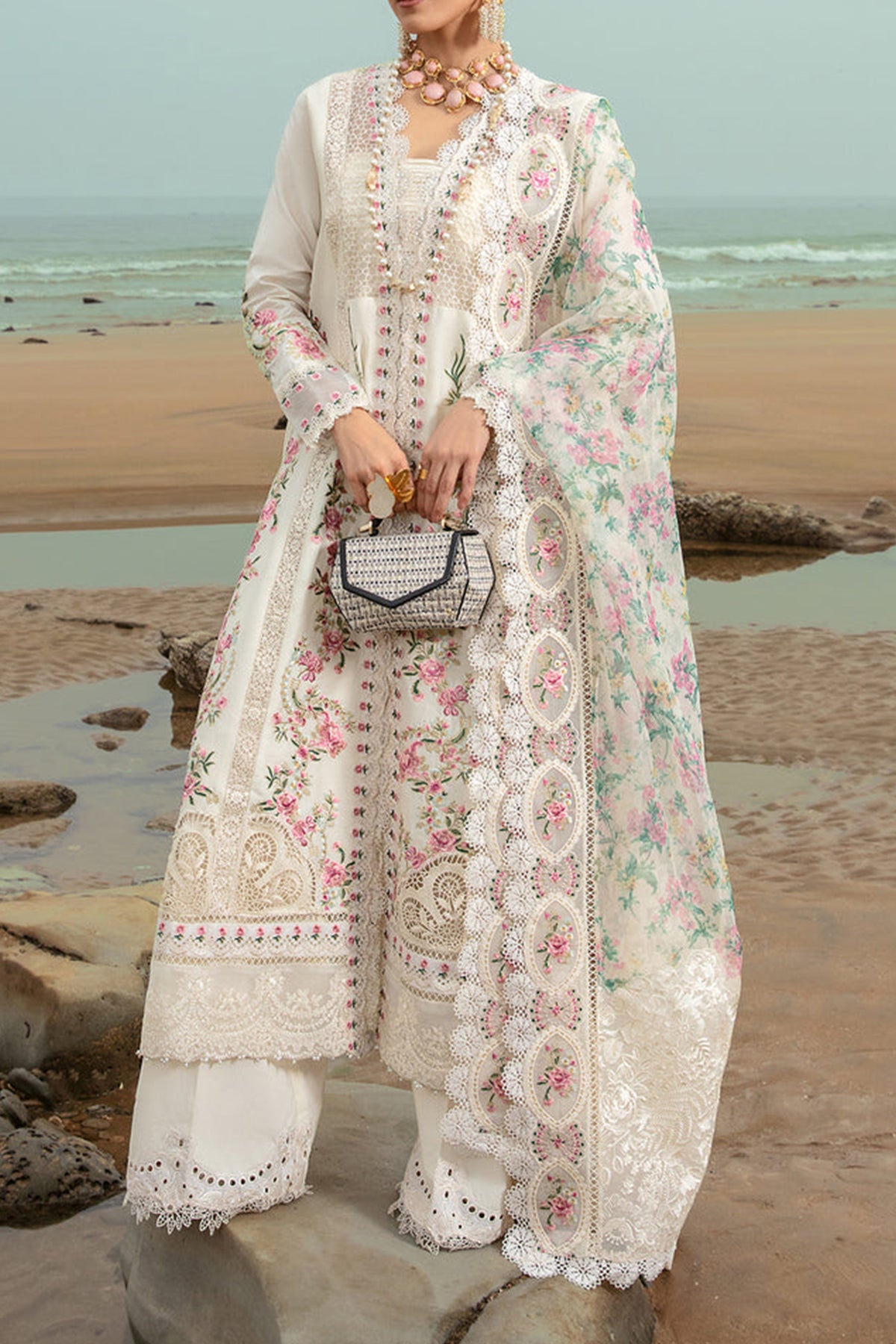 Saira Shakira By Crimson Unstitched 3 Piece Luxury Lawn Collection'2024-Doves Song Cloud