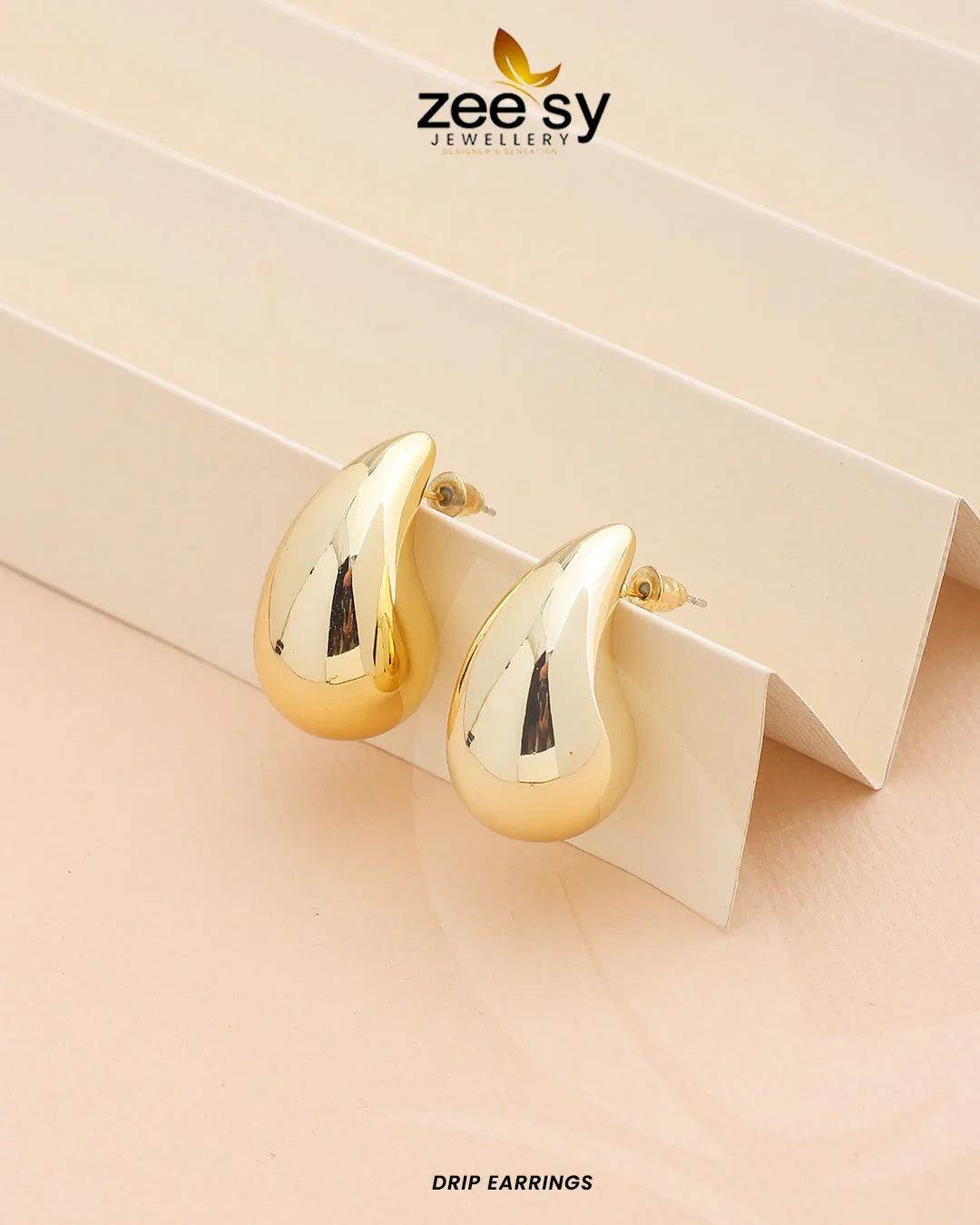 Drip Earrings Golden - Zeesy Jewellery