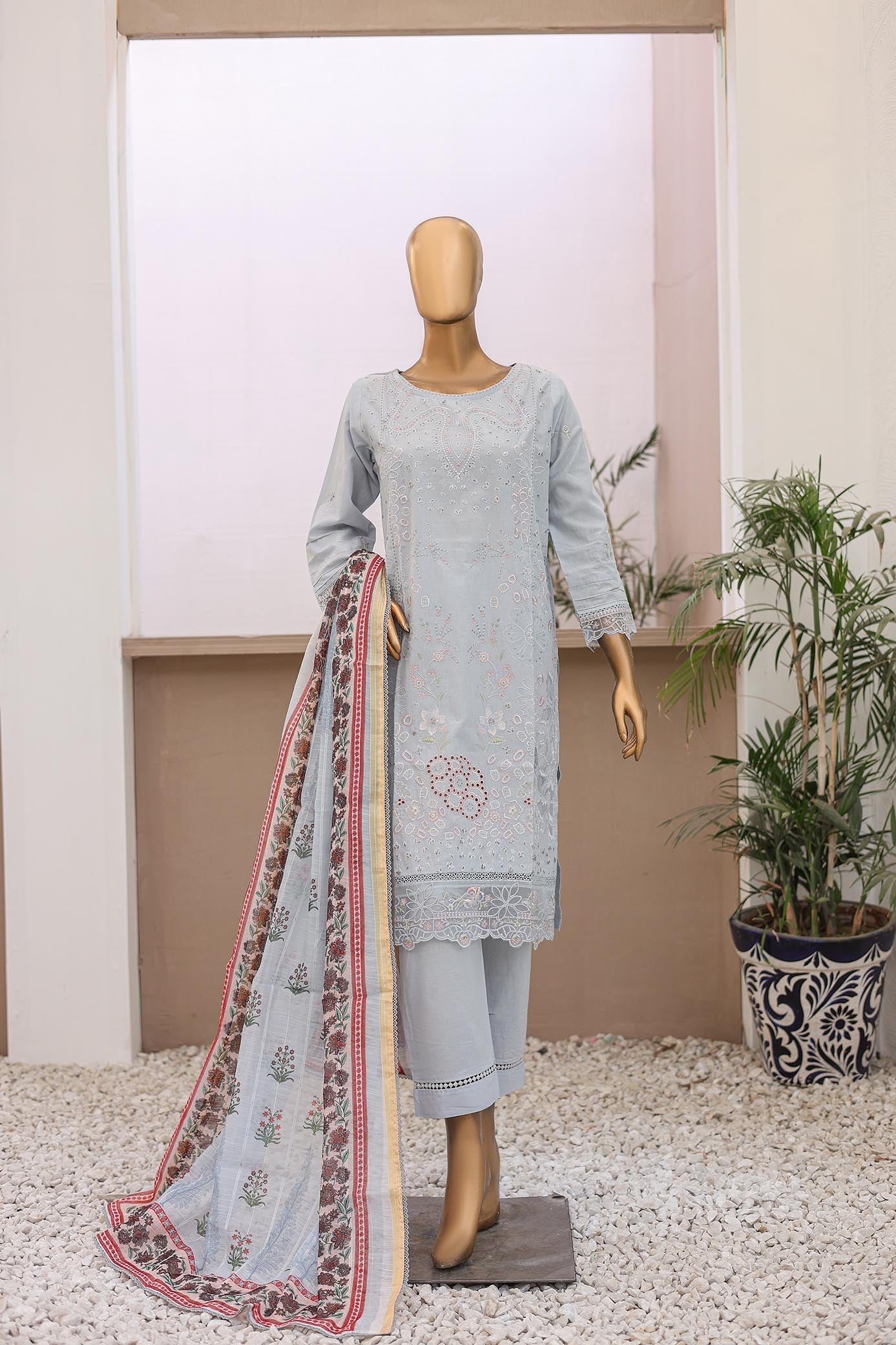 3 PC ? Sky - Festive Embroidered