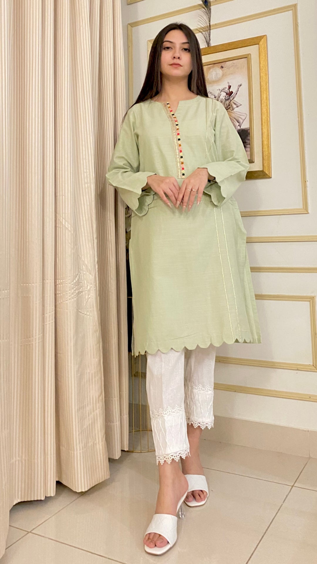 Urban Cut Premium Cotton Embroidered Kurta 1 Piece
