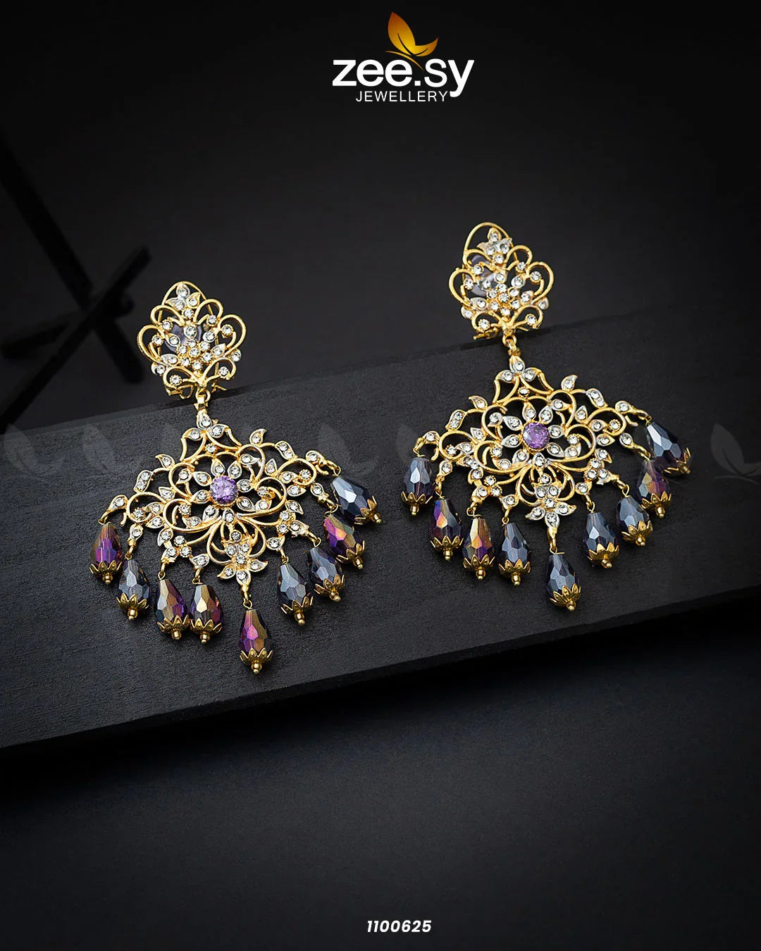 EARRINGS-0297 Purple - Zeesy Jewellery