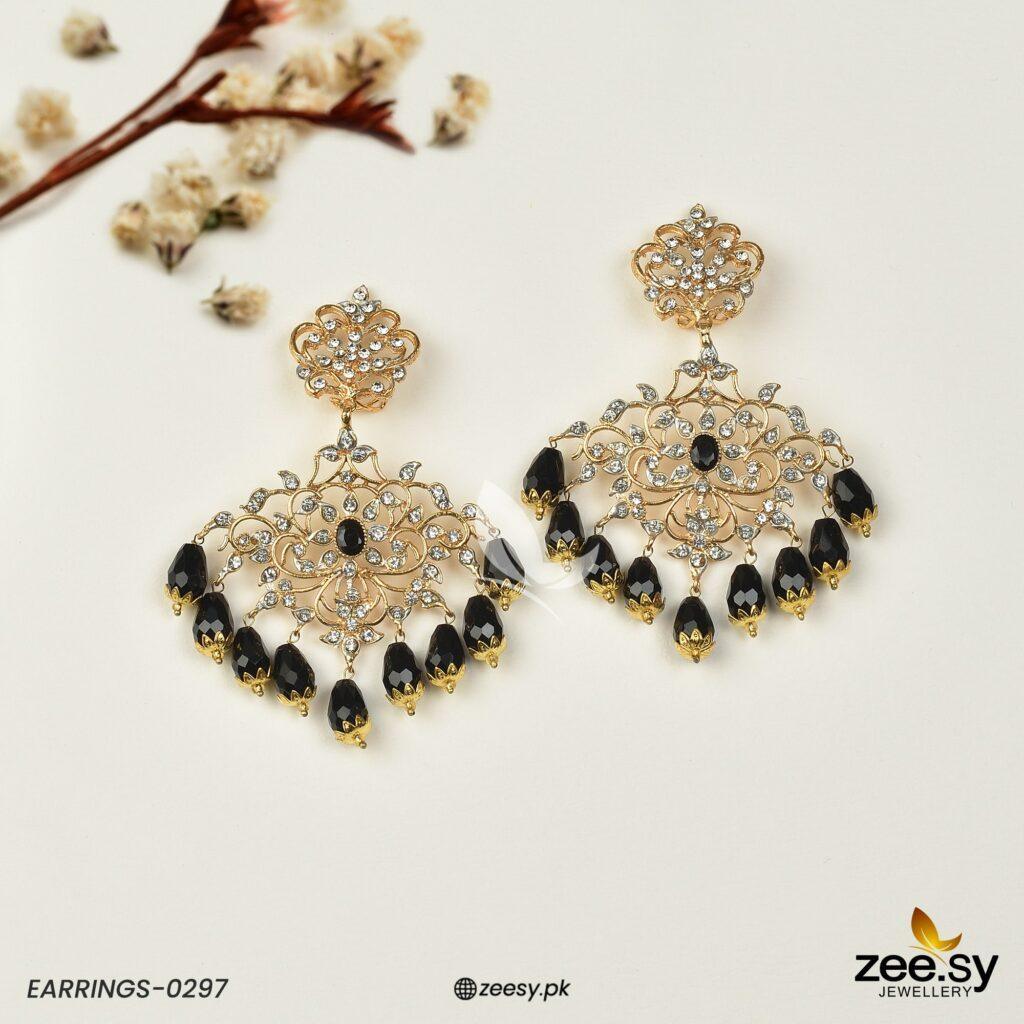 EARRINGS-0297 Black - Zeesy Jewellery