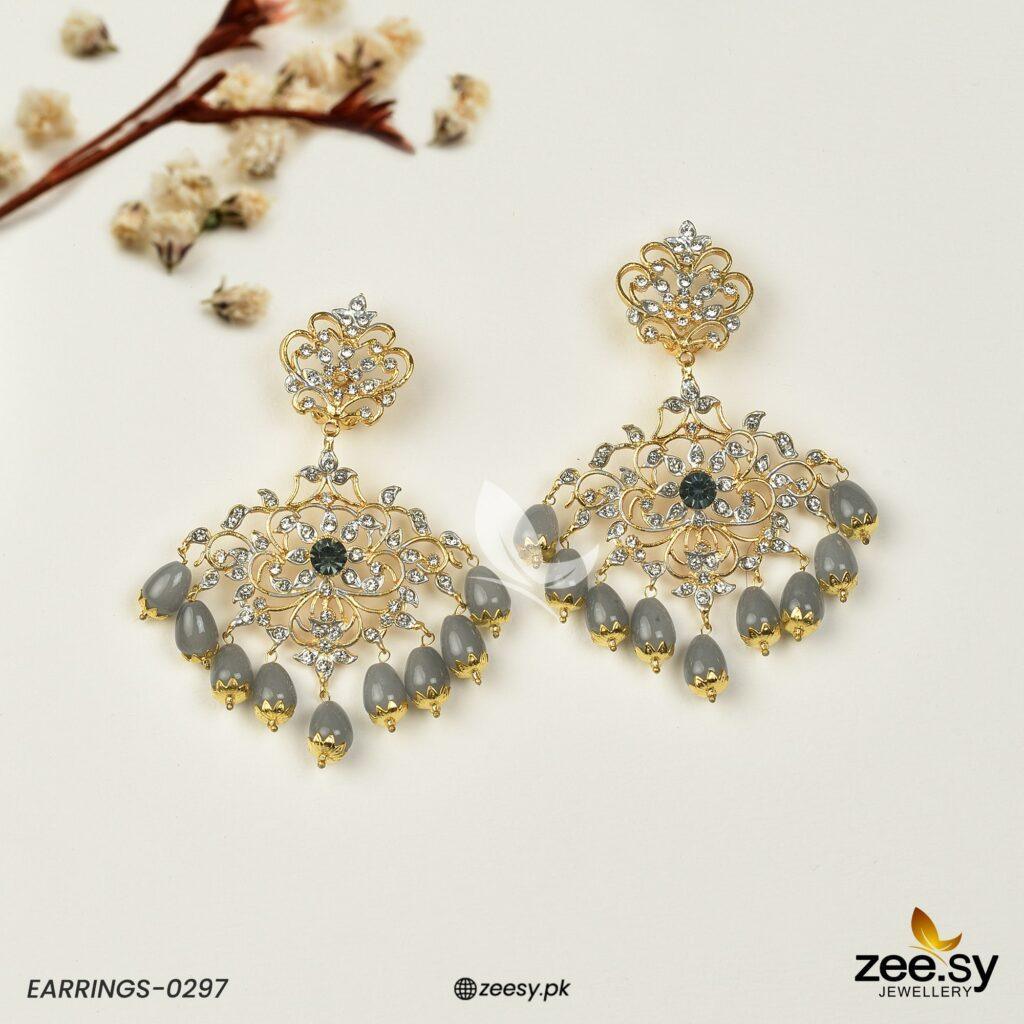 EARRINGS-0297 Grey - Zeesy Jewellery
