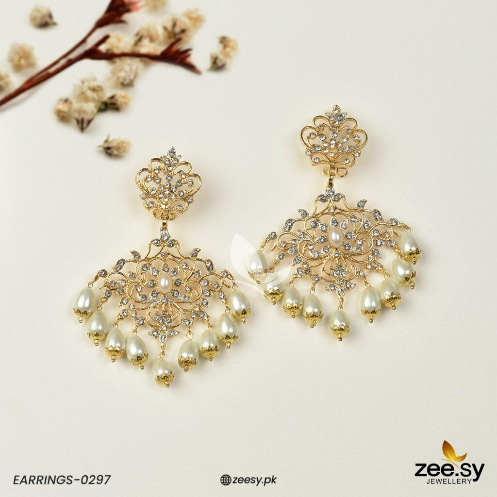 EARRINGS-0297 Pearl - Zeesy Jewellery