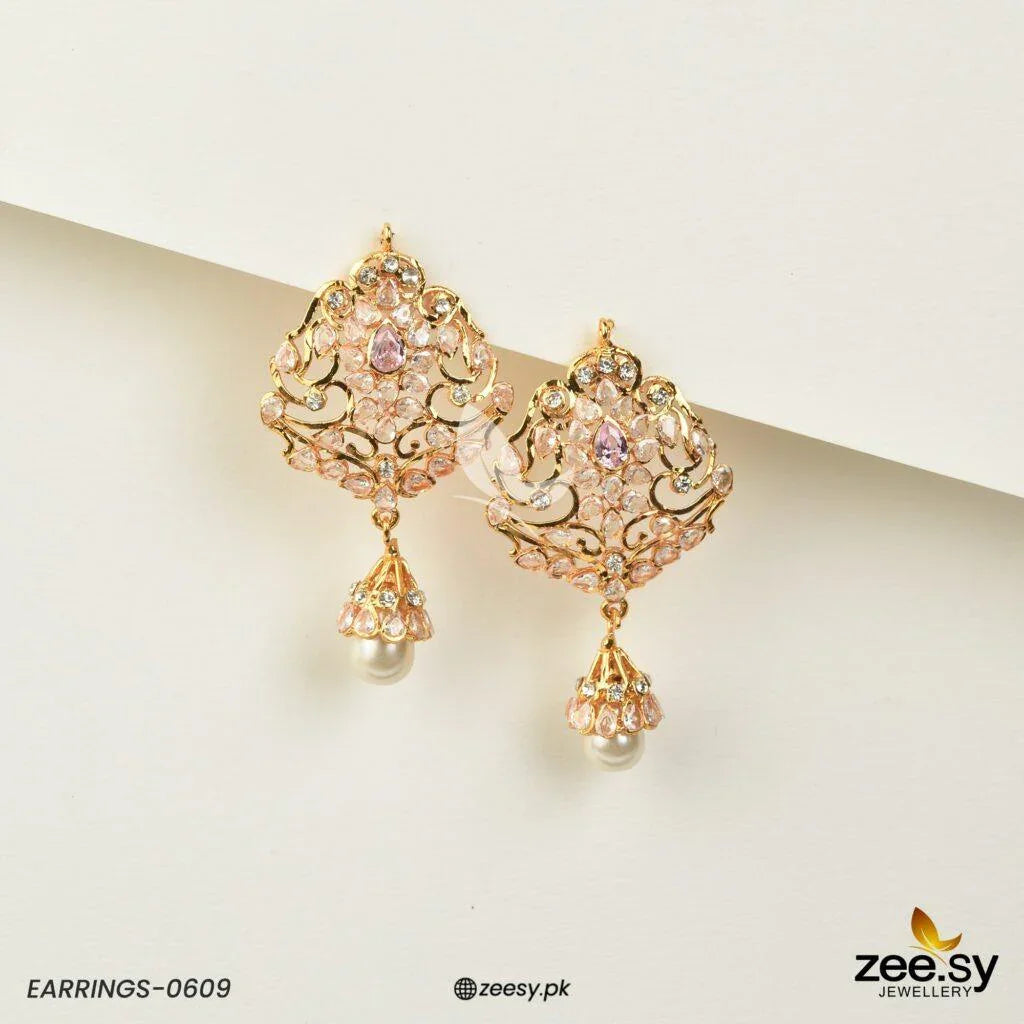 EARRINGS-0609 Pink - Zeesy Jewellery
