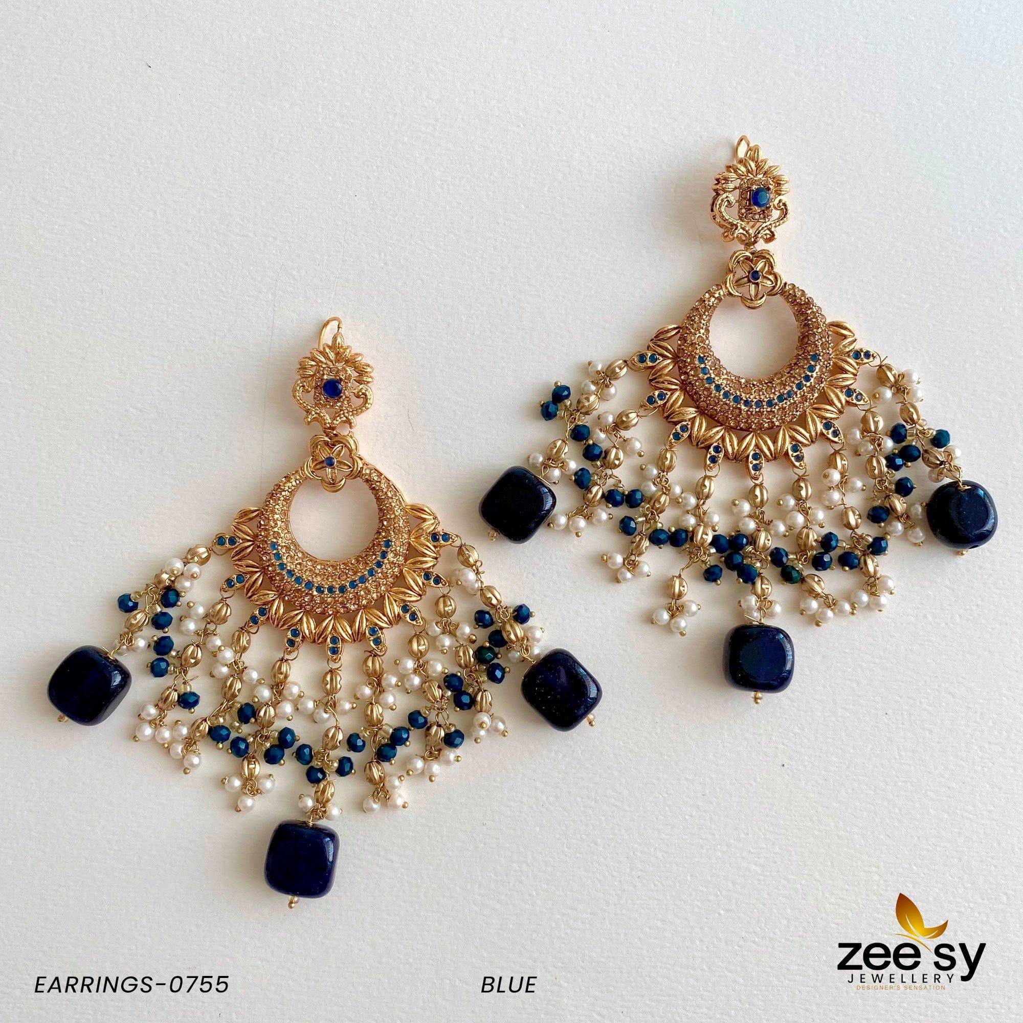 EARRINGS-0755 Blue - Zeesy Jewellery
