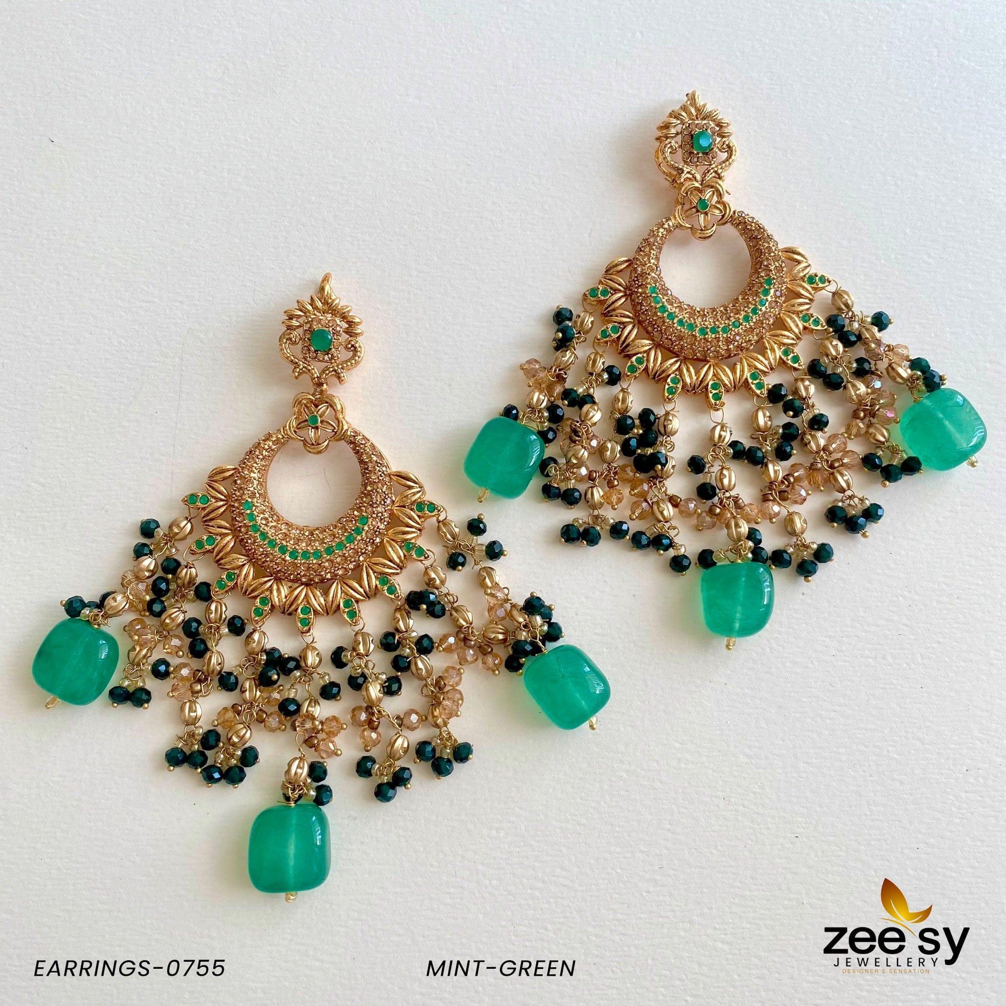 EARRINGS-0755 Mint Green - Zeesy Jewellery