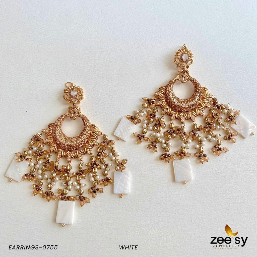 EARRINGS-0755 White - Zeesy Jewellery