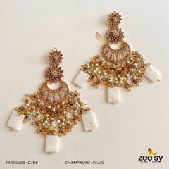 EARRINGS-0756 Champagne-Pearl - Zeesy Jewellery