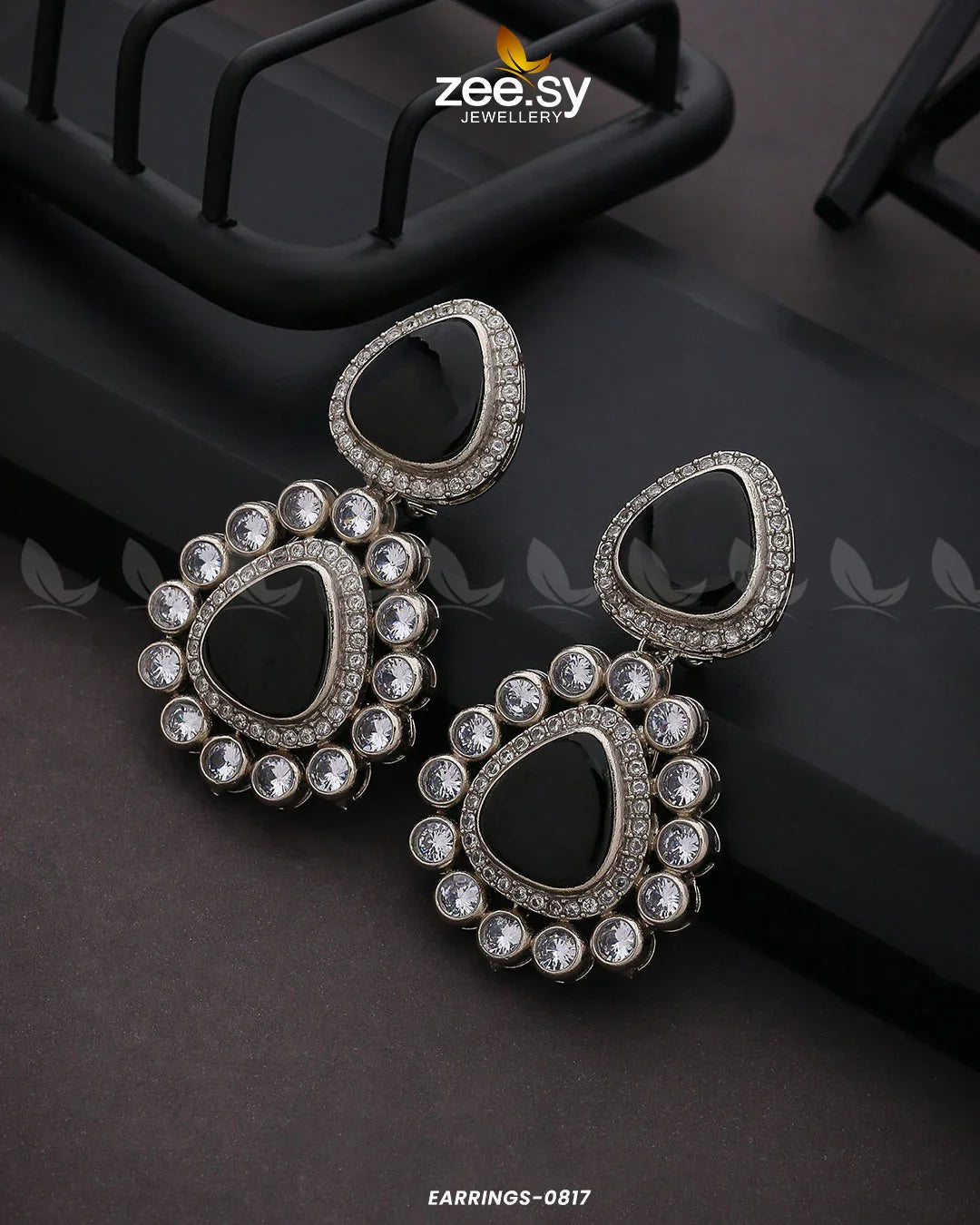 EARRINGS-0817 Black - Zeesy Jewellery