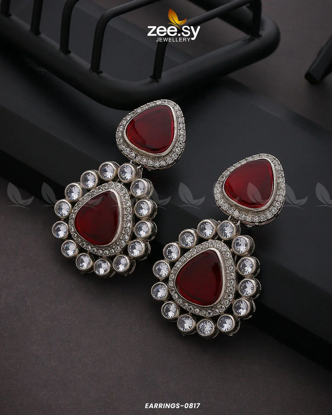 EARRINGS-0817 Red - Zeesy Jewellery