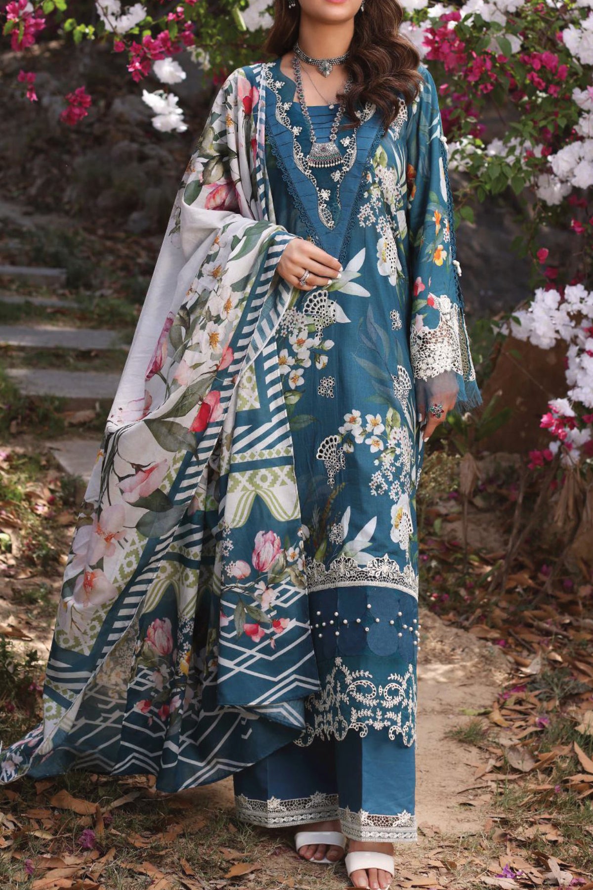 Elaf Prints Unstitched 3 Piece Printed Chikankari Lawn Collection'2024-ECK-02-B-Serenita