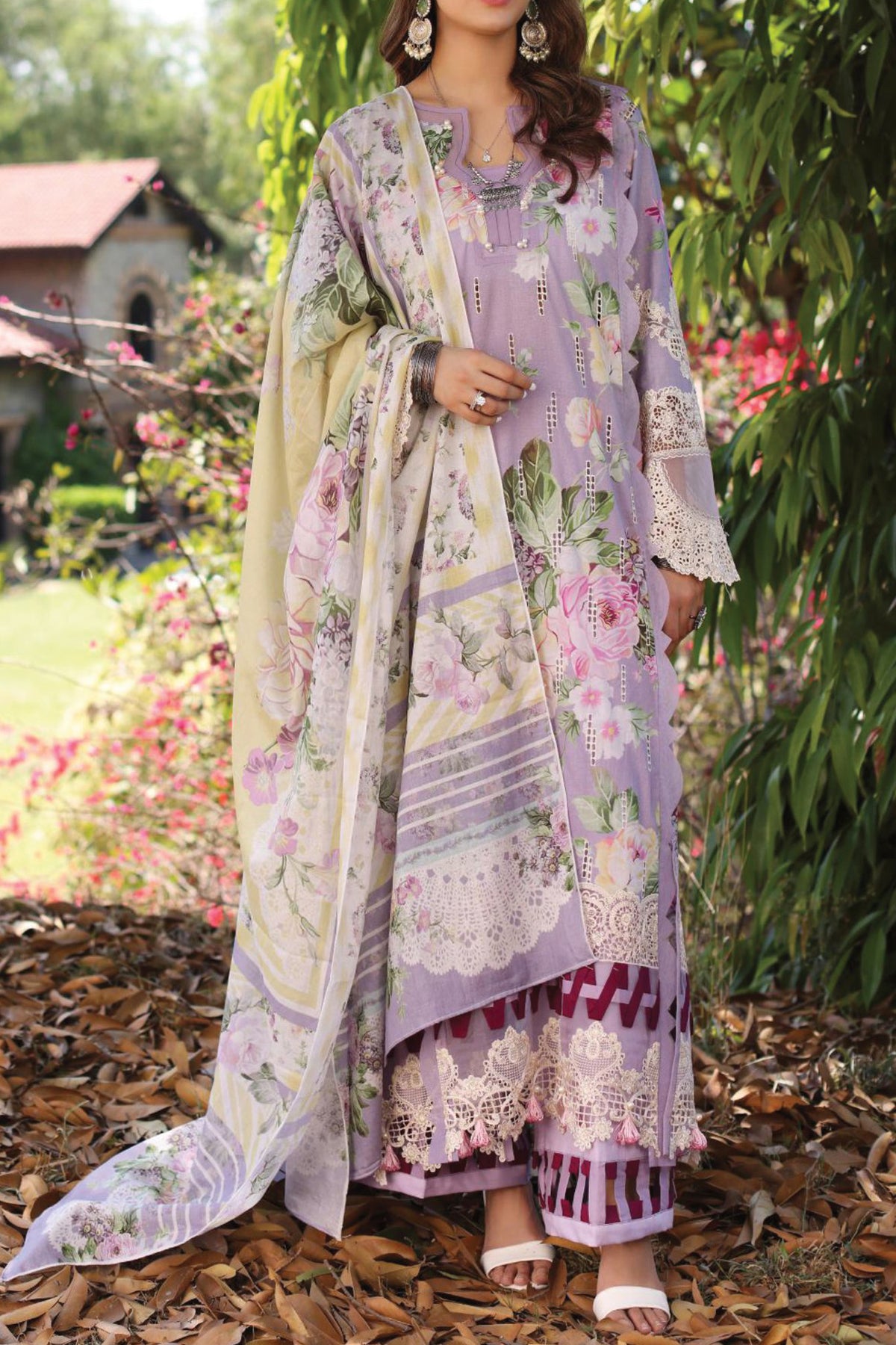 Elaf Prints Unstitched 3 Piece Printed Chikankari Lawn Collection'2024-ECK-03-A-Lilac L'Amour