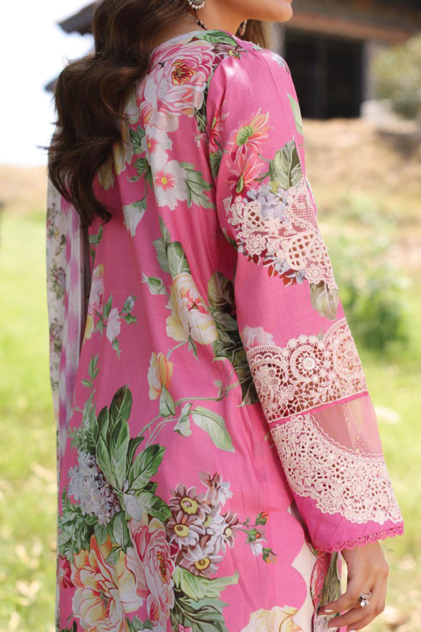 Elaf Prints Unstitched 3 Piece Printed Chikankari Lawn Collection'2024-ECK-03-B-Pink Muse