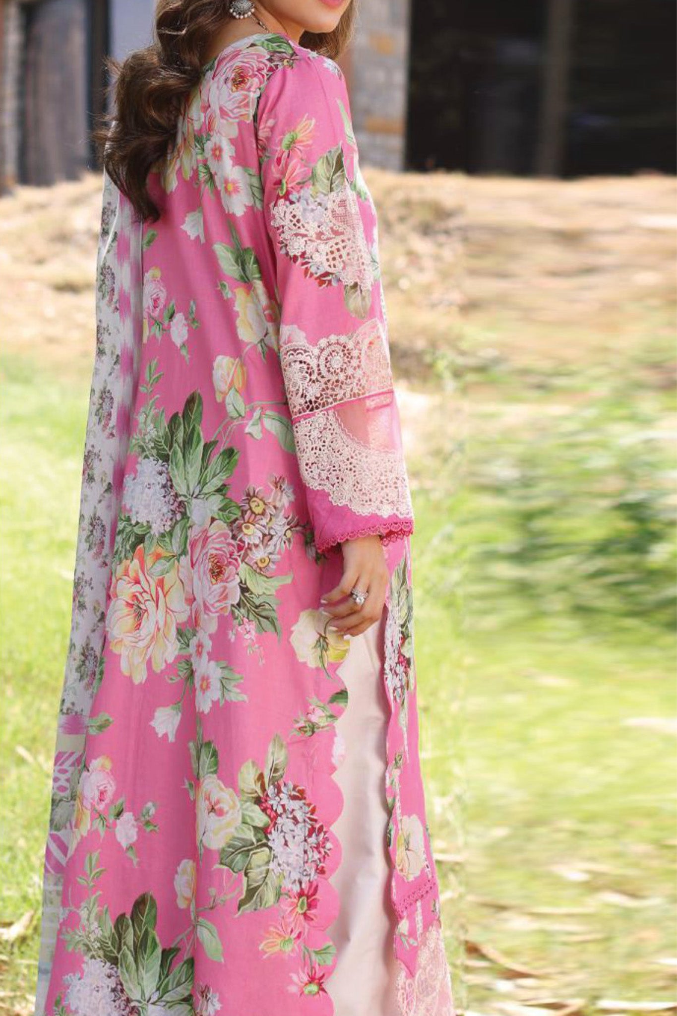 Elaf Prints Unstitched 3 Piece Printed Chikankari Lawn Collection'2024-ECK-03-B-Pink Muse