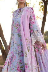 Elaf Prints Unstitched 3 Piece Printed Chikankari Lawn Collection'2024-ECK-04-A-Ocean Blossom