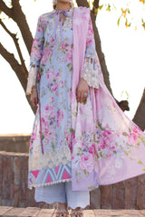 Elaf Prints Unstitched 3 Piece Printed Chikankari Lawn Collection'2024-ECK-04-A-Ocean Blossom